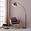 Teamson Home Arquer 173cm Arc Floor Lamp with Faux Marble Base, Antique Brass