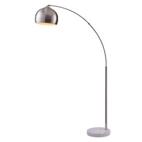 Teamson Home Arquer 173cm Arc Floor Lamp with Faux Marble Base, Nickel