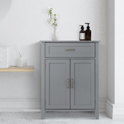 Teamson Home Bathroom Cabinet, Wooden Cabinet with 2 Doors and Drawer, Bathroom Furniture, Bathroom Storage