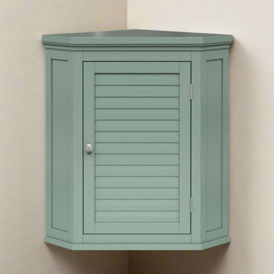 Teamson Home Bathroom Corner Wall Cabinet, Wooden Cabinet with 1 Door ...