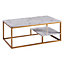 Teamson Home Coffee Table with Storage Space - Modern Design - Faux Marble/Brass - 102.2 x 50.8 x 40.6 (cm)