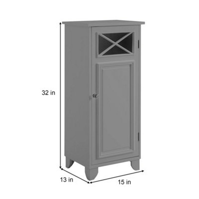 Teamson Home Free Standing Bathroom Cabinet with 1 Door and 2 Shelves - Bathroom Storage - Grey - 38.1 x 33 x 81.3 (cm)