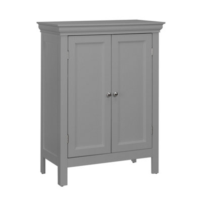 Teamson Home Free Standing Bathroom Cabinet with 2 Doors and 2 Shelves - Bathroom Storage - Grey - 66 x 33 x 87.6 (cm)