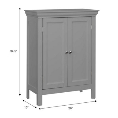 Teamson Home Free Standing Bathroom Cabinet with 2 Doors and 2 Shelves - Bathroom Storage - Grey - 66 x 33 x 87.6 (cm)