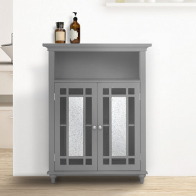 Teamson Home Free Standing Bathroom Cabinet with 2 Doors, Bathroom Storage, Grey Price Comparisons | Compare The Build