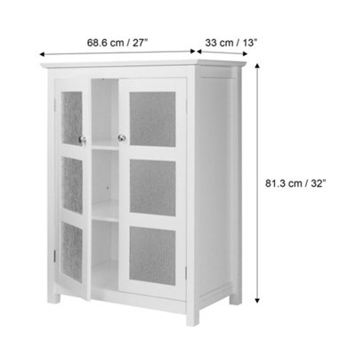 Teamson Home Freestanding Bathroom Floor Cabinet with 2 Glass Doors - Bathroom Storage - White - 86.4 x 66 x 34.9 (cm)
