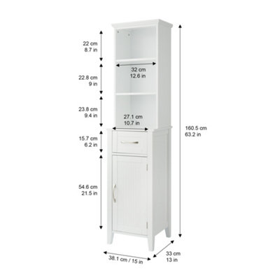 Tall Bathroom Storage Cabinet Home 64” Height Freestanding Linen Tower  Cabinet