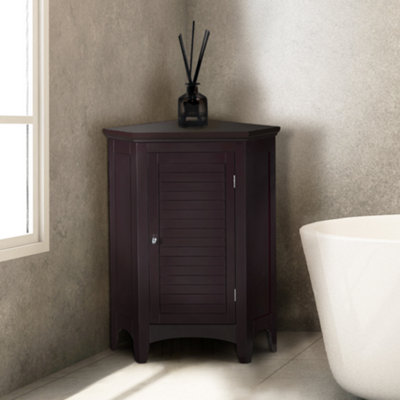 Teamson Home Freestanding Wooden Bathroom Corner Floor Cabinet