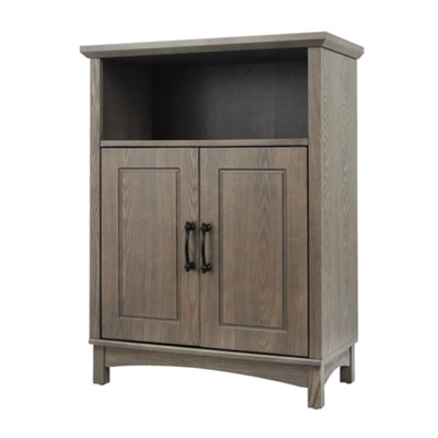 Teamson Home Freestanding Wooden Bathroom Floor Cabinet with 2 Doors - Bathroom Storage - Salt Oak - 33 x 66 x 87 (cm)
