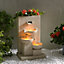 Teamson Home Garden Outdoor Water Feature, 3 Tier Cascading Bowl Design with Planter, With LED Lights, Natural