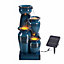 Teamson Home Garden Outdoor Water Feature, 4 Tier Cascading Bowl Design, Solar Powered, With LED Lights, Blue