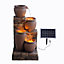 Teamson Home Garden Outdoor Water Feature, 4 Tier Cascading Bowl Design, Solar Powered, With LED Lights, Brown