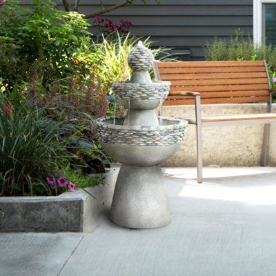 Teamson Home Garden Outdoor Water Feature, Garden Water Fountain, 3 Tier Waterfall Design, Includes Pump - 92.7 x 52 x 52 (cm)