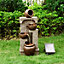 Teamson Home Garden Outdoor Water Feature, Solar Powered Water Fountain, 4-Tier Cascading Bowl Design, With LED Lights