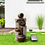 Teamson Home Garden Outdoor Water Feature, Solar Powered Water Fountain, 4-Tier Cascading Bowl Design, With LED Lights