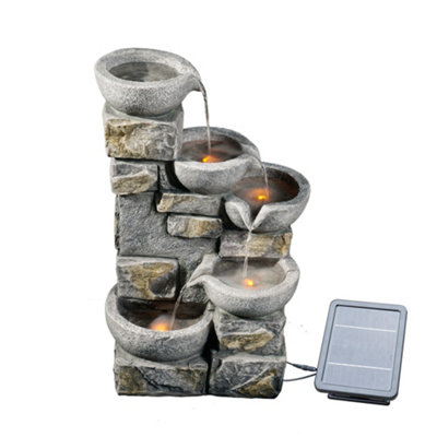 Teamson Home Garden Outdoor Water Feature, Solar Powered Water Fountain ...