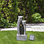 Teamson Home Garden Outdoor Water Feature, Solar Powered Water Fountain, Cascading Waterfall Design, With LED Lights