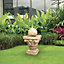 Teamson Home Garden Outdoor Water Feature, Traditional Sphere Water Fountain, Cascading Design, With LED Lights - Light Brown