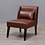 Teamson Home Lounge Accent Chair, Reading Armchair Seat in Faux-Leather with Pillow Back - Brown - 62 x 72 x 76 (cm)