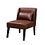 Teamson Home Lounge Accent Chair, Reading Armchair Seat in Faux-Leather with Pillow Back - Brown - 62 x 72 x 76 (cm)