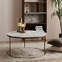 Teamson Home Marmo VNF-00075 Faux Marble/Brass Round Coffee Table