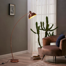 Teamson Home Modern Curved Arc Floor Lamp for Living Room, Bedroom or Lounge - Rose Gold - 80 x 24.9 x 153 (cm)
