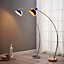 Teamson Home Modern Curved Arc Floor Lamp for Living Room, Bedroom or Lounge - Rose Gold - 80 x 24.9 x 153 (cm)