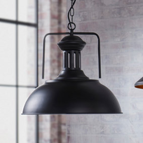 Teamson Home Modern Hanging LED Ceiling Light - Industrial Design - Pendant Light - Black - 41.9 x 41.9 x 121.9 (cm)