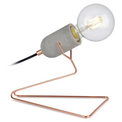 Teamson Home Modern Industrial Table Lamp for Living Room, Office or Bedroom - Rose Gold/Concrete - 24.9 x 17.8 x 21.8 (cm)