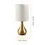 Teamson Home Modern Metal Table Lamp with Touch Light - Cream Fabric Shade - Polished Brass Metal Base - 17.8 x 17.8 x 38.1 (cm)