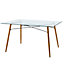 Teamson Home Modern Minimilastic Rectangular Dining Table - Tempered Glass Tabletop - Wood Effect Legs - 140 x 80 x 76.2 (cm)