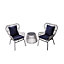 Teamson Home Outdoor Garden 3 Piece Wicker Bistro Set, 2 Chairs & Table, Patio Furniture - Blue/Grey