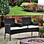 Teamson Home Outdoor Garden Bench, Loveseat Bench, Garden Chair, Patio Furniture, Built-in Table, Black - 139.7 x 61.6 x 81.9 (cm)