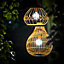 Teamson Home Outdoor Garden Hanging Light Lantern, Solar Powered, With Bulb, Dimmer, Timer & Remote, Brown Wicker