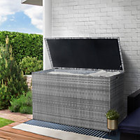 Teamson Home Outdoor Garden X-Large Storage Box Unit, 700L Storage Capacity, Rattan, Weather-Resistant, Water Resistant Lining