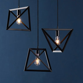 Teamson Home Pendant Hanging Light - Modern Lighting - Ceiling Light - Black - 36.8 x 36.8 x 198.1 (cm)