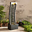 Teamson Home RJ-19048-UK Stone Grey Garden Water Feature Large Outdoor Curved Water Fountain with Pump & LED Lights