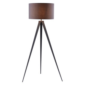 Teamson Home Romanza 157cm Tripod Floor Lamp, Grey with Grey Drum Shade