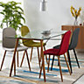 Teamson Home Set of 2 Fabric Dining Chairs - Metal Legs - Minimalistic Design - White - 55 x 42.5 x 86 (cm)