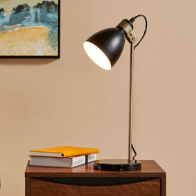 Teamson Home Table Lamp with Marble Base - Modern Lighting - Black/Antique Brass - 20 x 16 x 49.5 (cm)