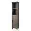 Teamson Home Tall Column Wooden Bathroom Cabinet with Door and Open Shelves - Bathroom Storage - Salt Oak - 159.4 x 33 x 38 (cm)