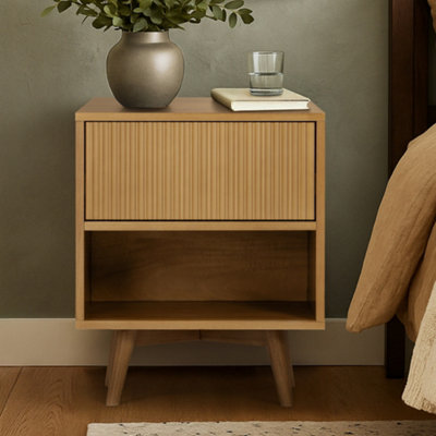 Teamson Home Tremolo Bedside Table 1 Drawer Nightstand, Natural