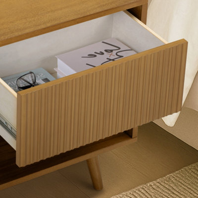 Teamson Home Tremolo Bedside Table 1 Drawer Nightstand, Natural