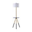 Teamson Home Tripod Floor Lamp with Built-in USB Port & Glass Table, Modern Lighting for Living Room - 40 x 40 x 158.8 (cm)