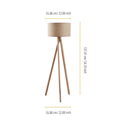 Teamson Home Tripod Standing Floor Lamp, Modern Lighting for Living Room, Bedroom or Dining Room - 137.4 x 55.9 x 55.9 (cm)