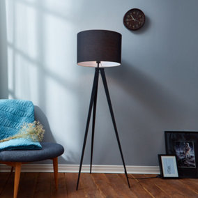 Teamson Home Tripod Standing Modern Floor Lamp for Living Room, Bedroom or Dining Room - Black - 55 x 55 x 157 (cm)