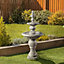 Teamson Home VFD8179-UK Stone Grey Garden Large Water Feature Outdoor 2 Tier Traditional Water Fountain with Pump
