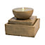 Teamson Home VFD8401-UK Light Brown Garden Water Feature Outdoor Basin 2 Tier Fountain with Pump & LED Lights