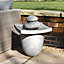 Teamson Home VFD8402-UK Natural Garden Water Feature Outdoor Zen 2 Tier Fountain with Pump & LED Lights