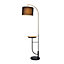 Teamson Home VN-L00071B-UK Danna Black/Gold Floor Lamp With Wood Table & USB Port